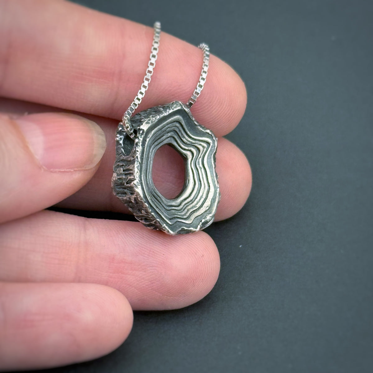 Rooted Rings Pendant, 20mm, Sterling Silver, "Groud" Misprint A