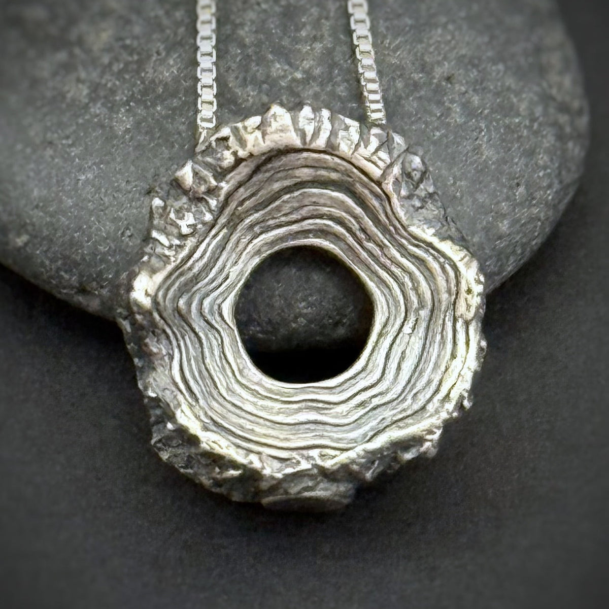 Rooted Rings Pendant, 16mm, Sterling Silver, "Groud" Misprint B