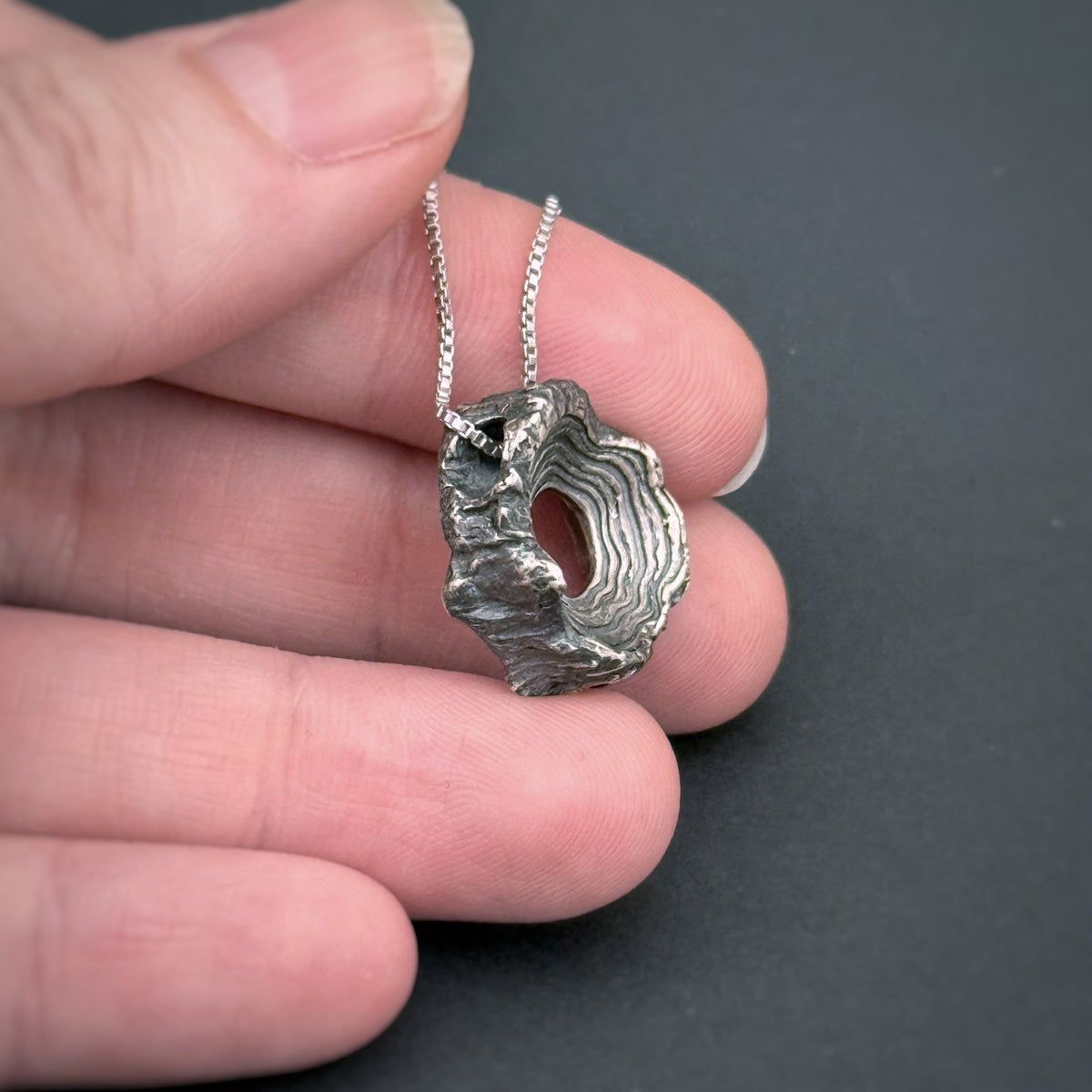 Rooted Rings Pendant, 16mm, Sterling Silver, "Groud" Misprint B