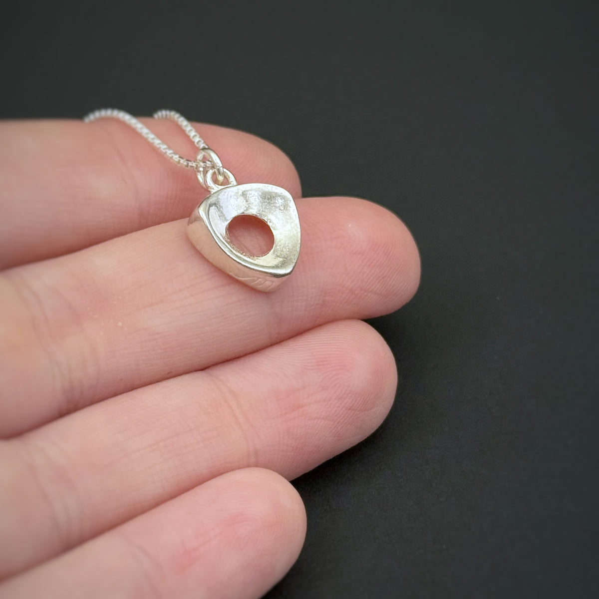 Pure & Simple Down Triangle Pendant, 14mm, Sterling Silver