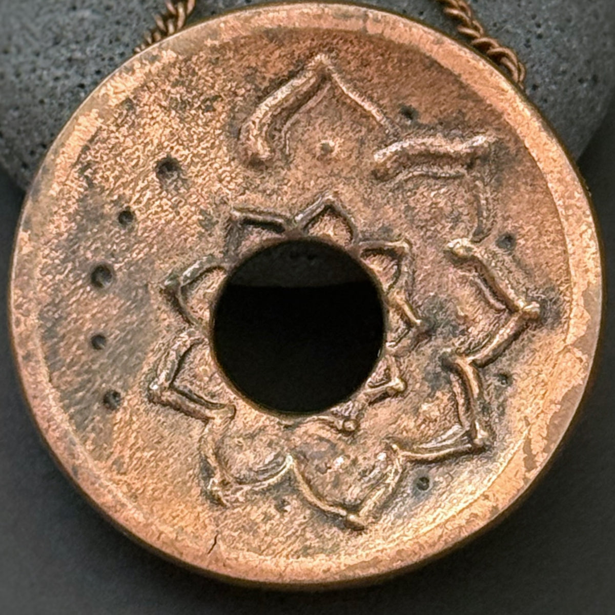 Spiral Lotus Pendant, 34mm, Copper