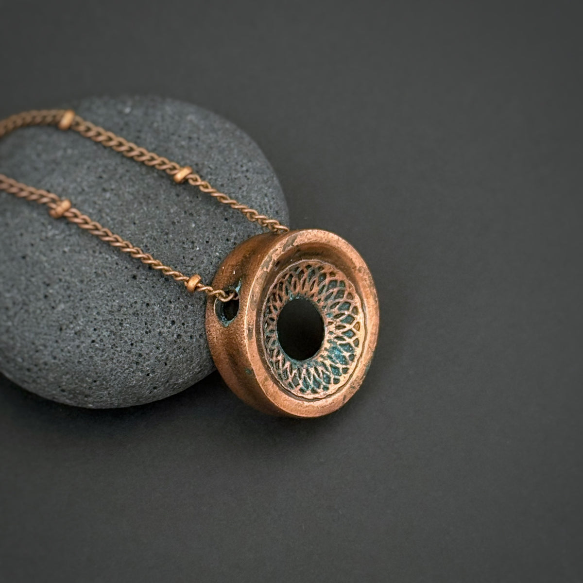 Torus Pendant, 20mm, Copper w/Accents