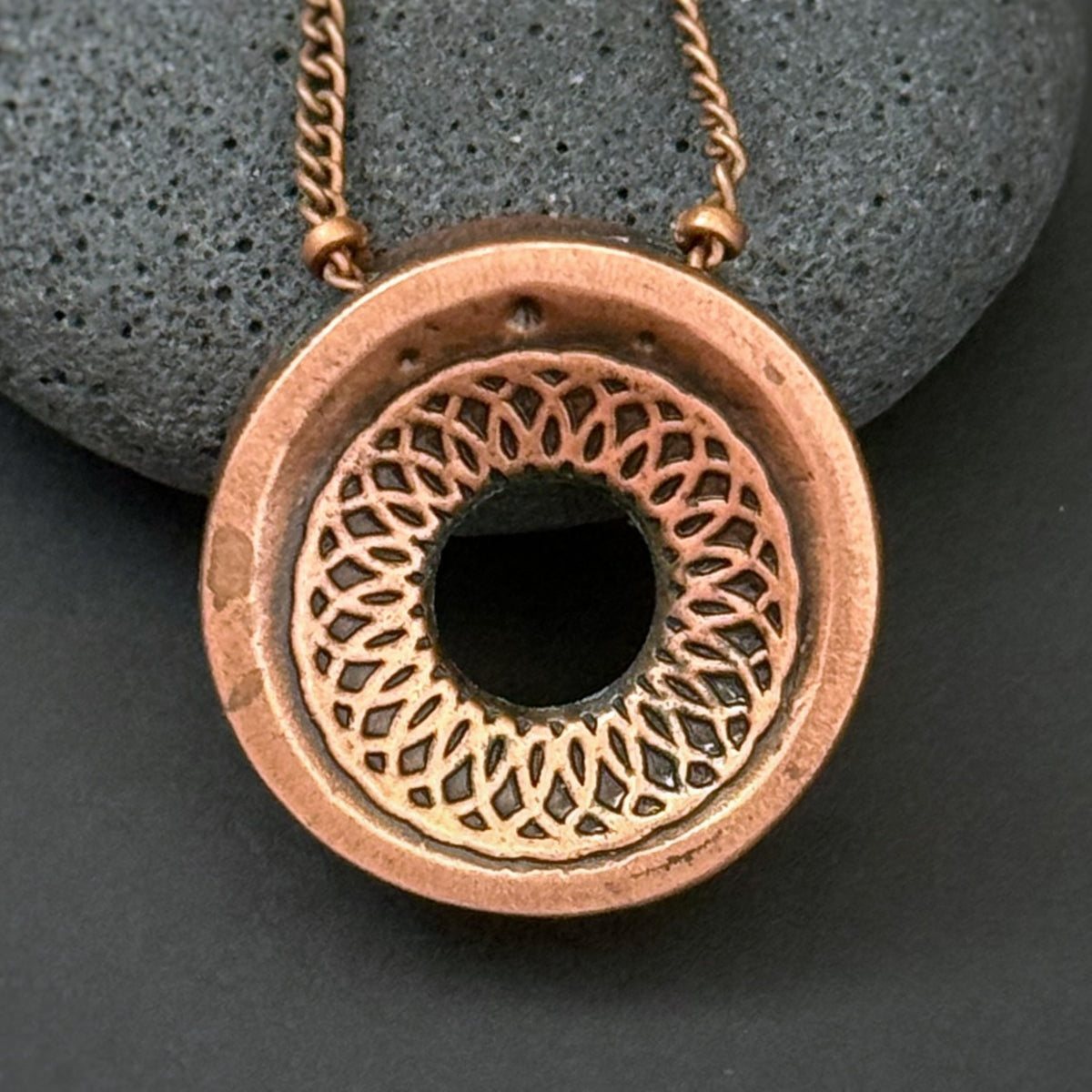 Torus Pendant, 20mm, Copper w/Accents