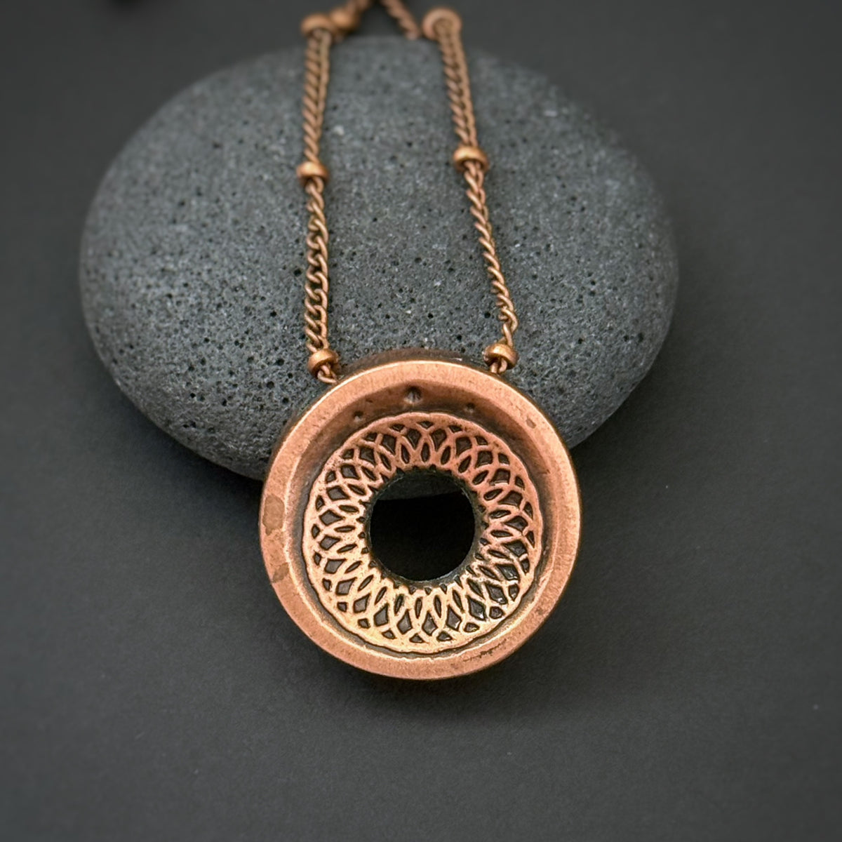 Torus Pendant, 20mm, Copper w/Accents