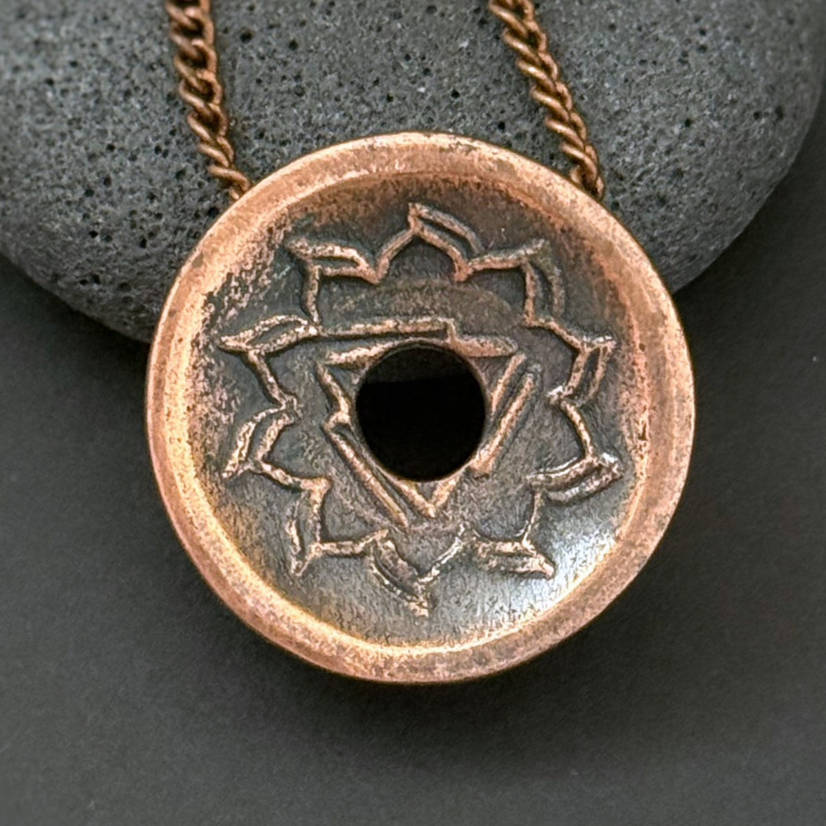 Solar Plexus Chakra Pendant, 22mm, Copper