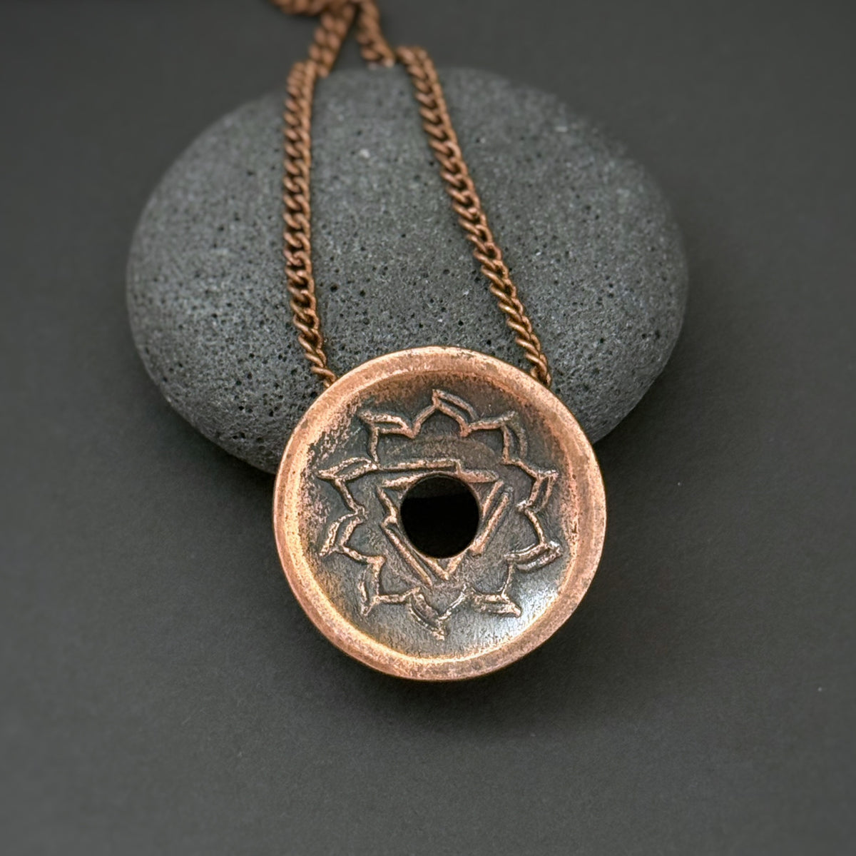 Solar Plexus Chakra Pendant, 22mm, Copper