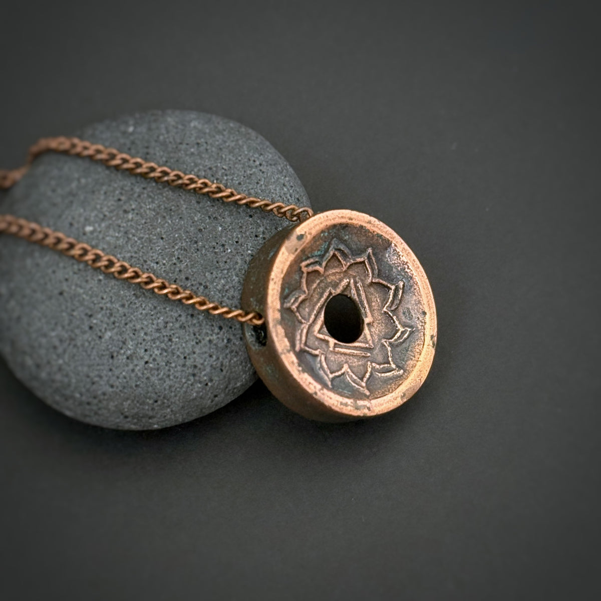 Solar Plexus Chakra Pendant, 22mm, Copper