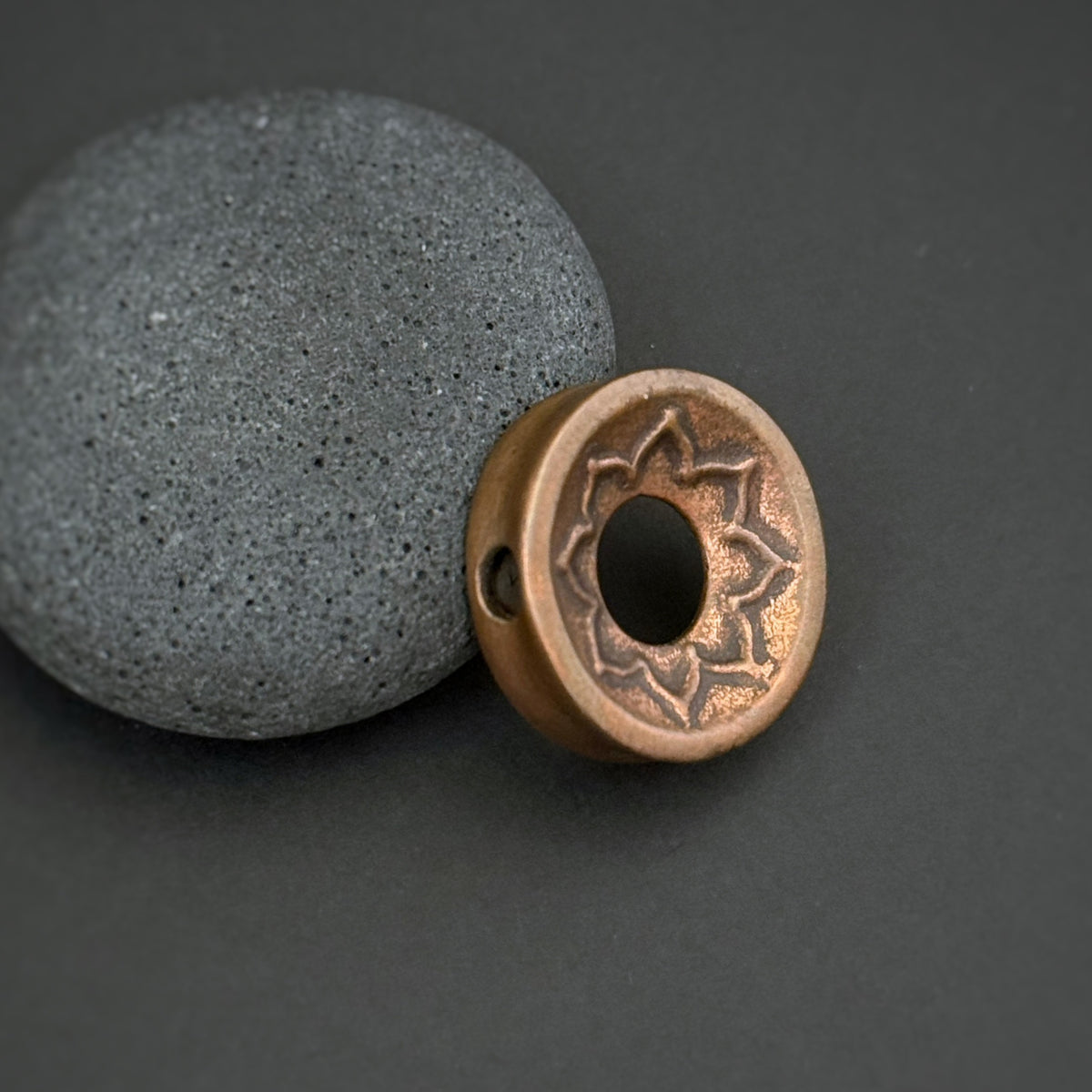 8 Petal Lotus Pendant, 20mm, Copper