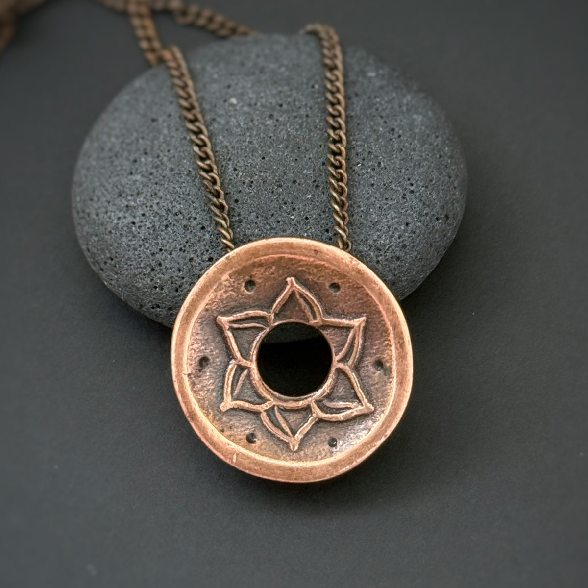 Sacral Chakra Pendant, 23mm, Copper