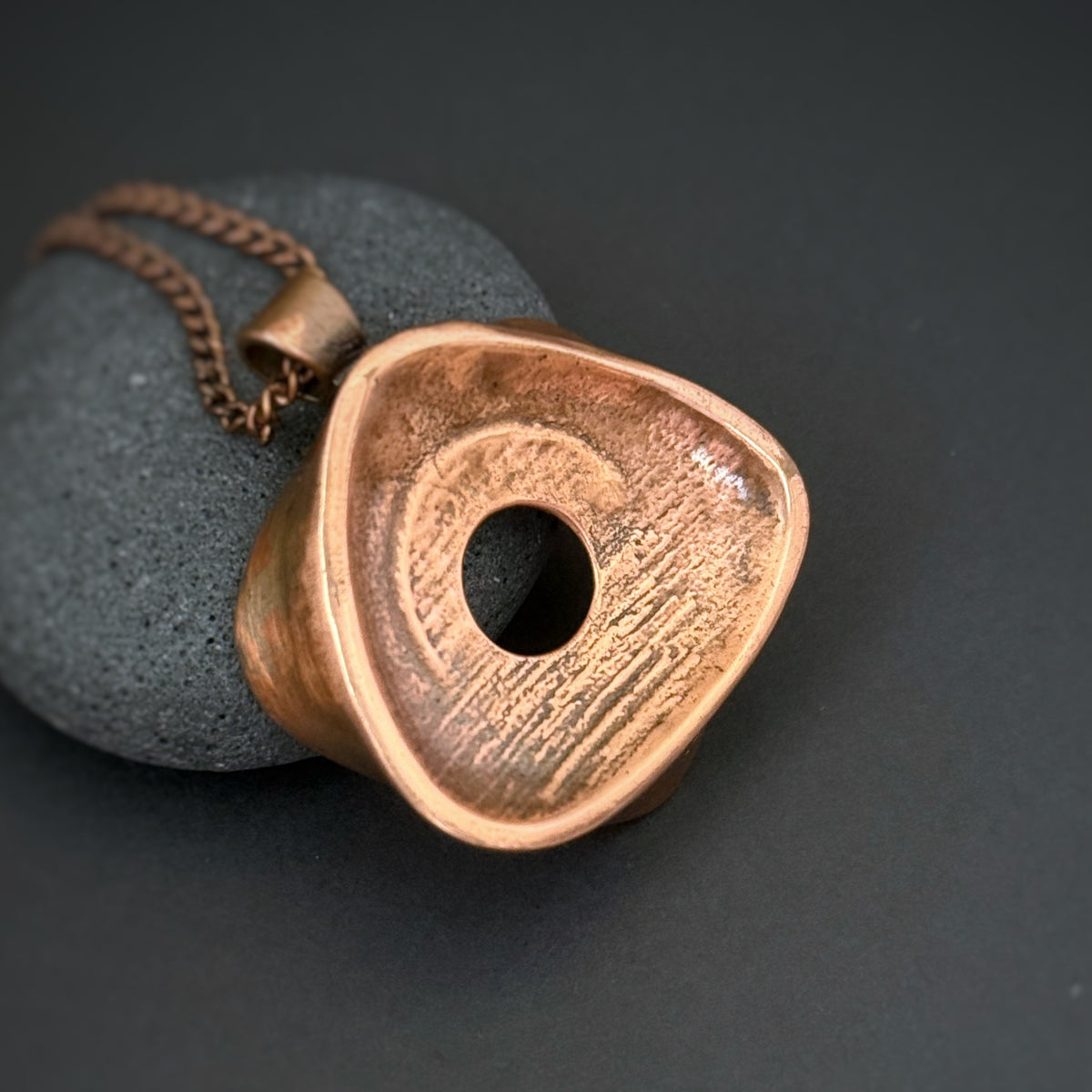 Sun & Moon Offset Pendant w/Bail, 32mm, Copper
