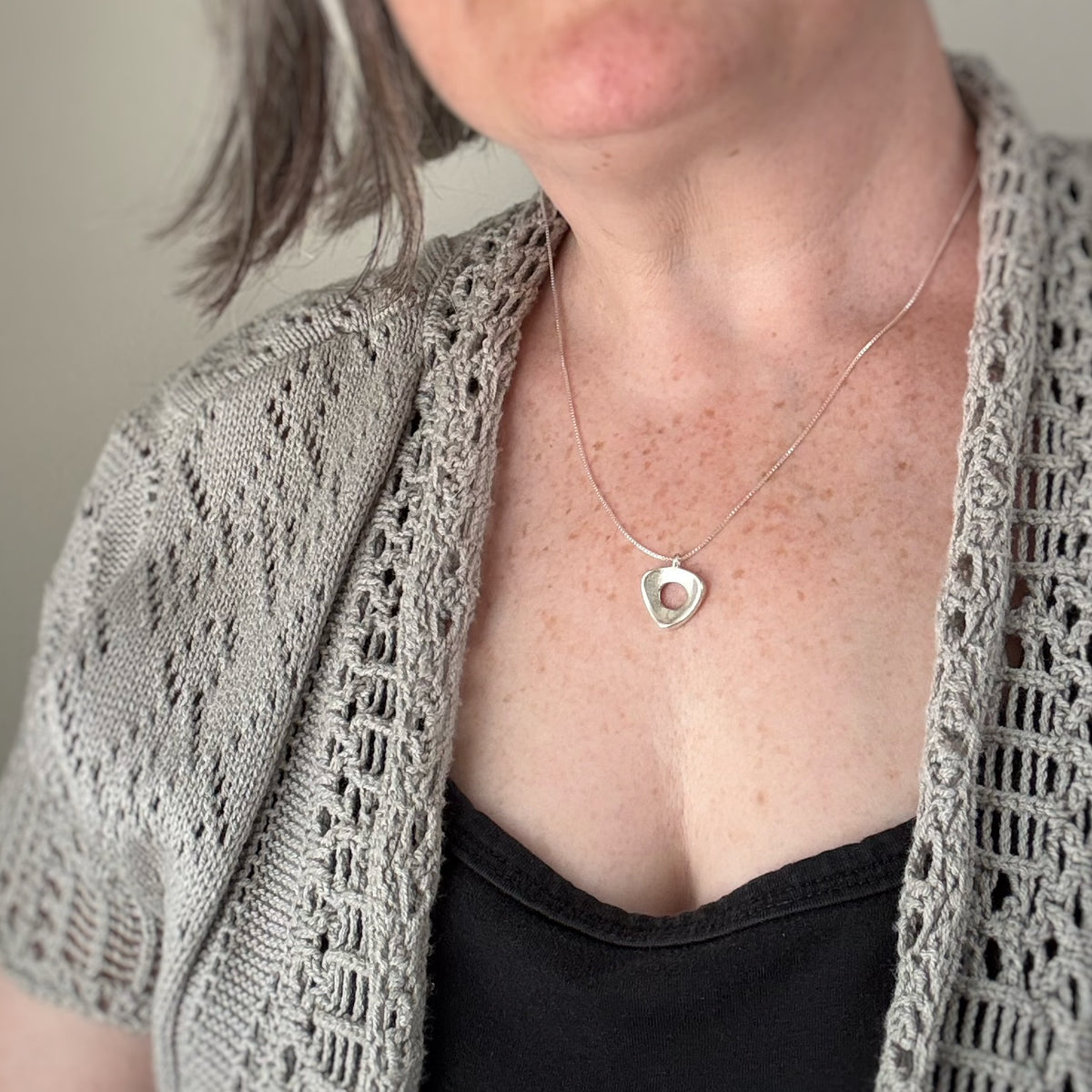 Pure & Simple Down Triangle Pendant, 17mm, Sterling Silver
