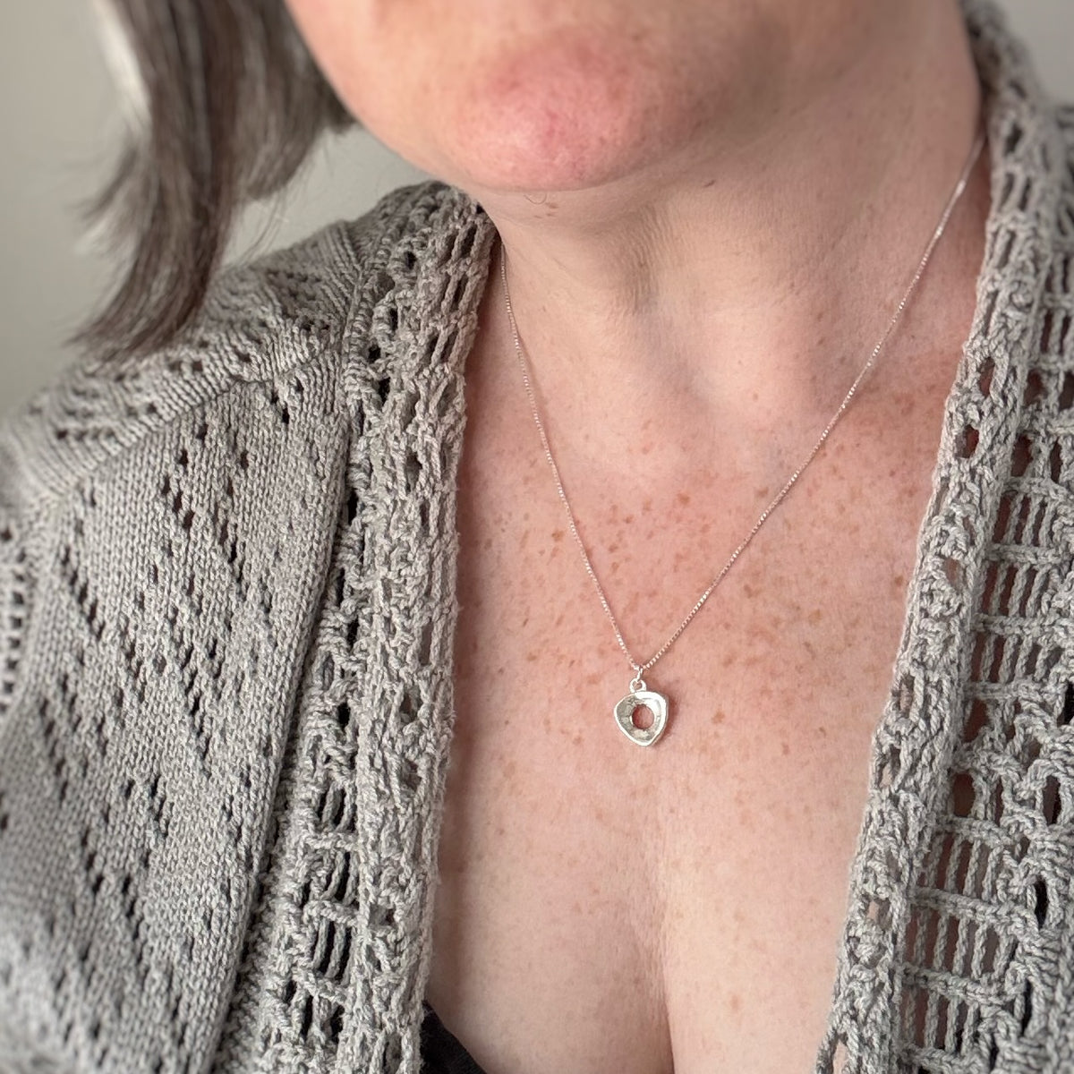 Pure & Simple Down Triangle Pendant, 14mm, Sterling Silver
