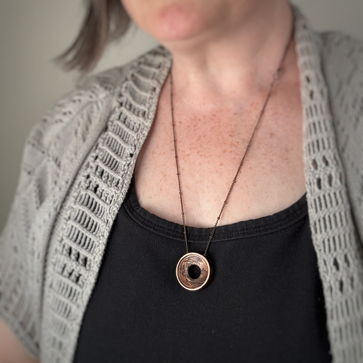 Endless Ocean Pendant, 28mm, Copper