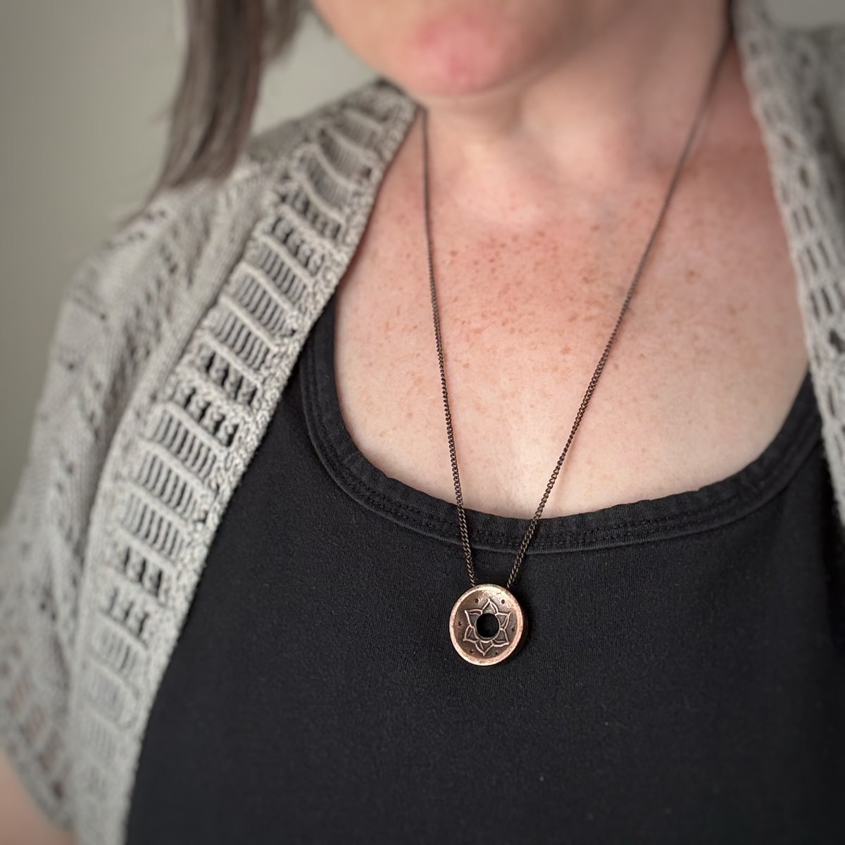 Sacral Chakra Pendant, 23mm, Copper