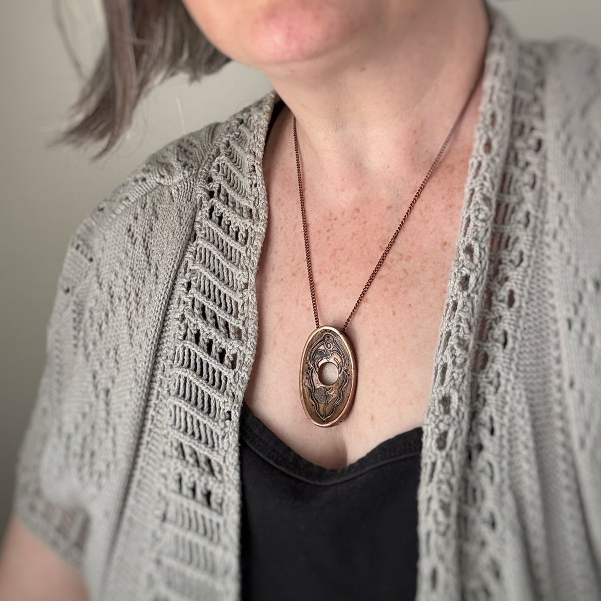 Goddess Pendant, 45mm, Copper