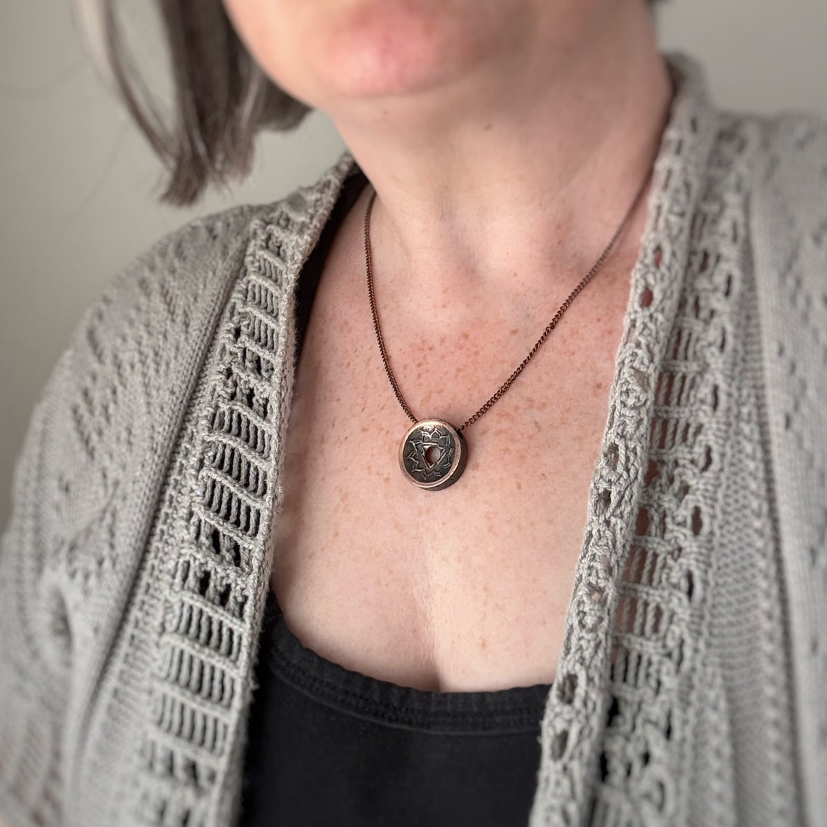 Solar Plexus Chakra Pendant, 22mm, Copper