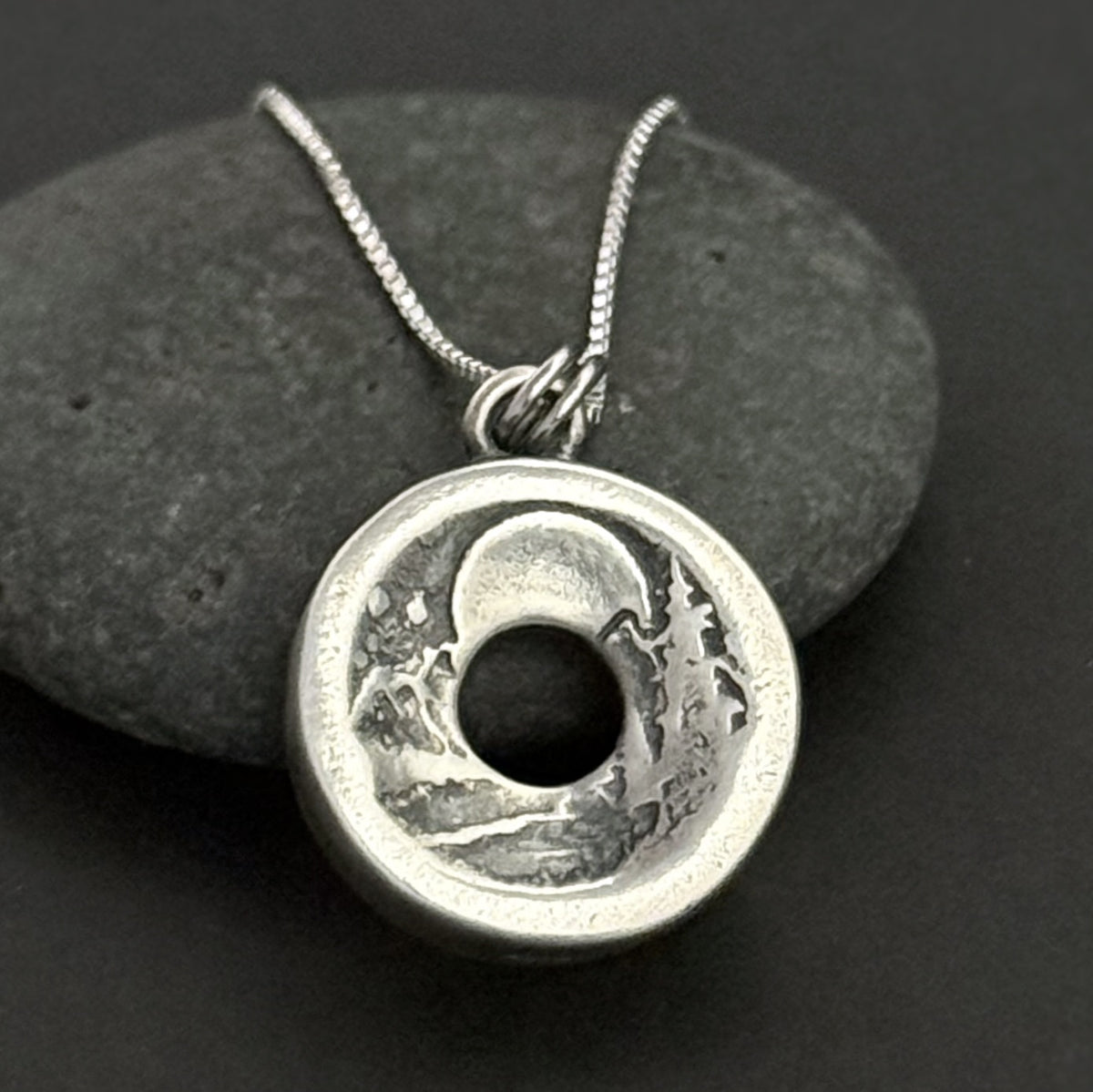 Sacred Land Pendant, 14mm, Sterling