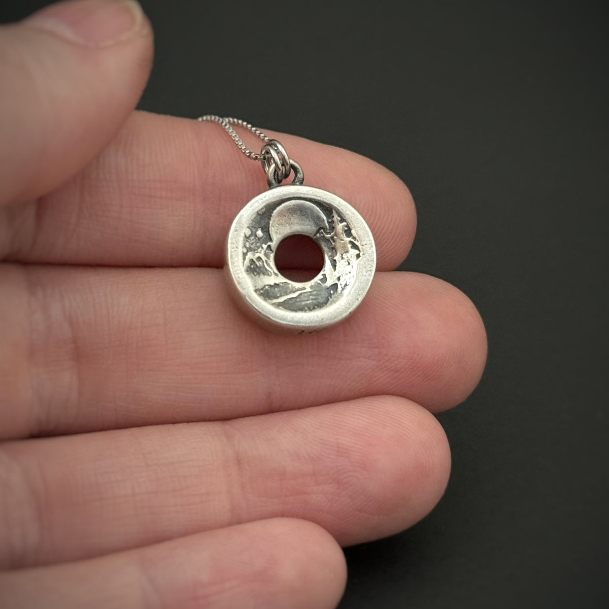 Sacred Land Pendant, 14mm, Sterling