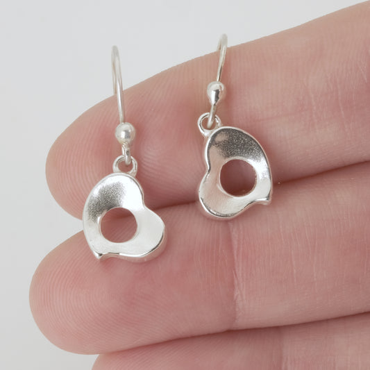 P&S Earrings, Heart, Sterling 10mm