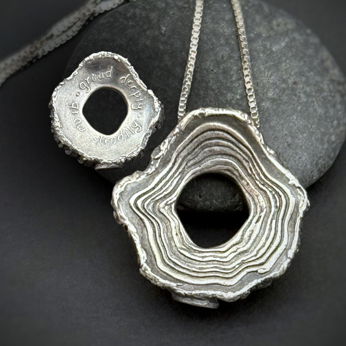 Rooted Rings Pendant, 20mm, Sterling Silver, "Groud" Misprint B