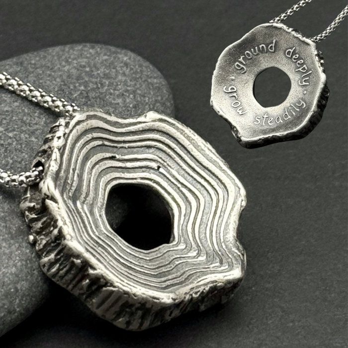 Rooted Rings Pendant, 24mm, Sterling